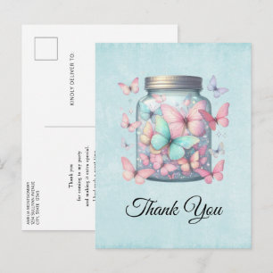 Carte Postale Papillons Fantaisistes dans un Pot Merci