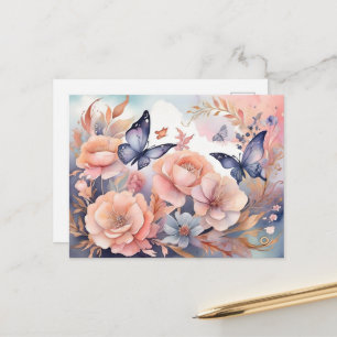 Carte Postale Papillons floraux Whimsical Jouer Conception