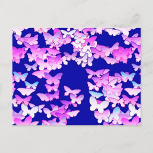 Carte Postale Papillons, lavande et bleu foncé