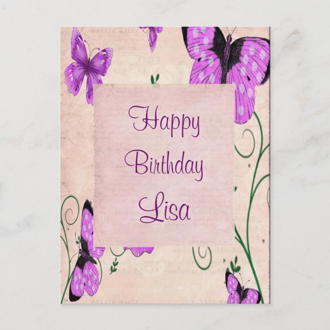 Carte Postale Papillons Violets (Devant)