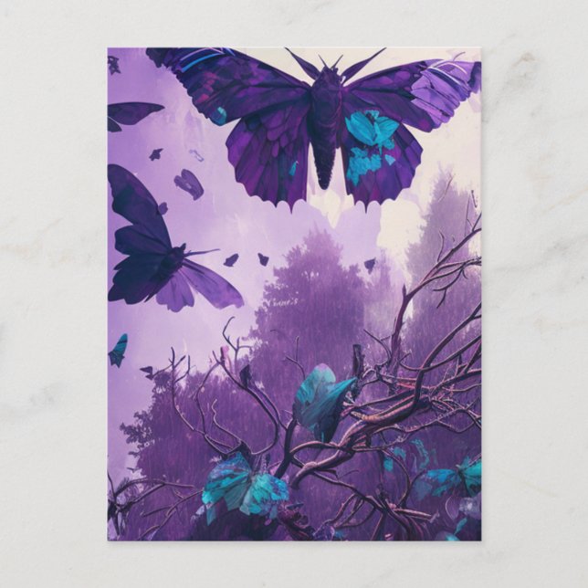 Carte Postale Papillons Violets (Devant)