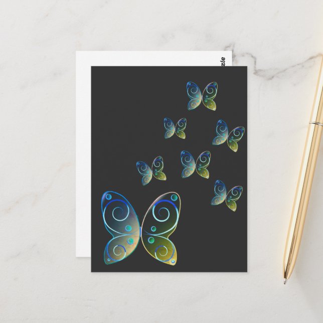 Carte Postale papillons volants nature sweat - shirt à capuche (Devant/Arrière en situation)