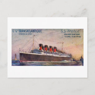 Carte Postale Paquebot S.S. France de collection à vapeur