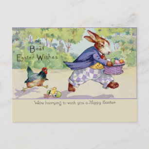 Carte Postale Pâques Animaux Mignons Vintage