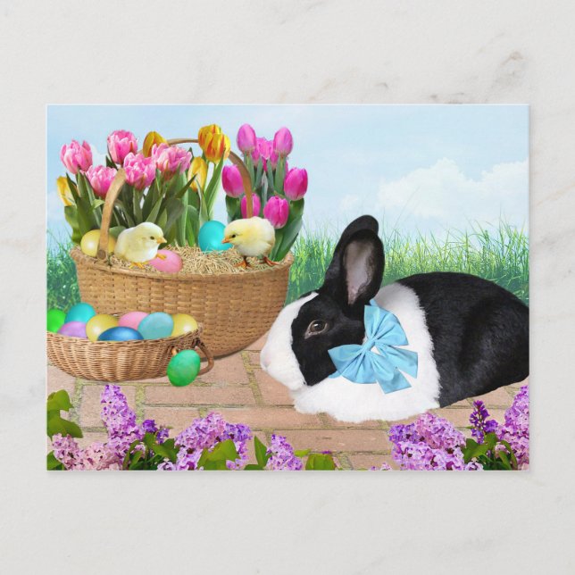 Carte postale Pâques Bunny Panier (Devant)