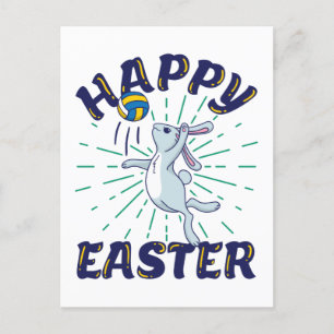 Carte Postale Pâques Bunny Volleyball Jump Sert
