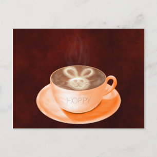 Carte Postale Pâques Cappuccino Art Bunny