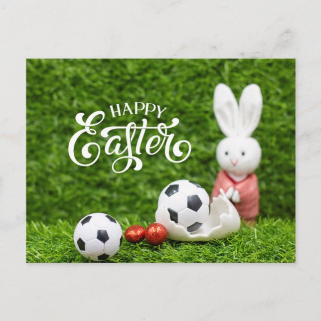 Carte Postale Pâques de football heureux avec balle de football  (Devant)