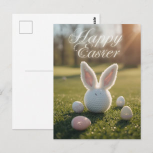 Carte Postale Pâques de golf avec balle de golf sur gazon vert
