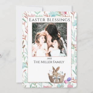 Carte Postale Pâques Jolie Bunny Floral Photo