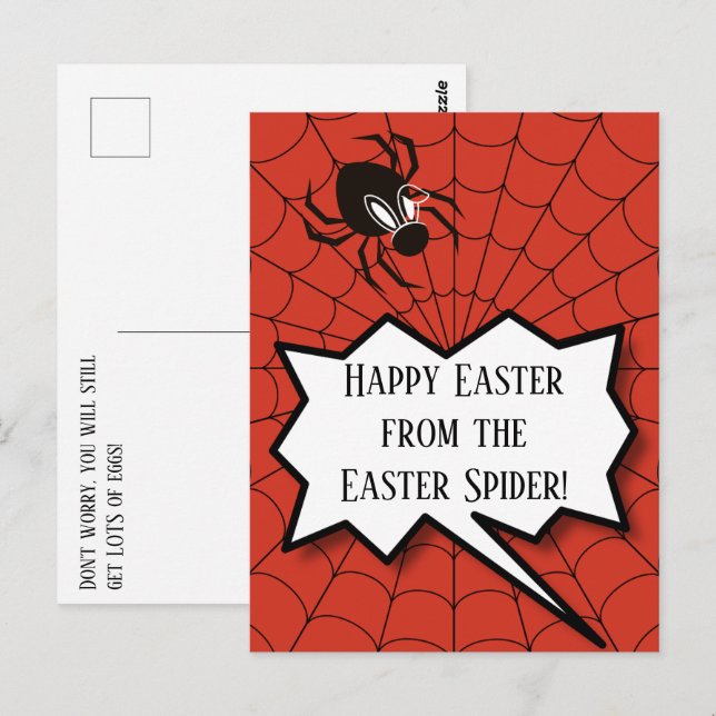 Carte Postale Pâques joyeuses de l'araignée de Pâques beaucoup d (Devant / Derrière)