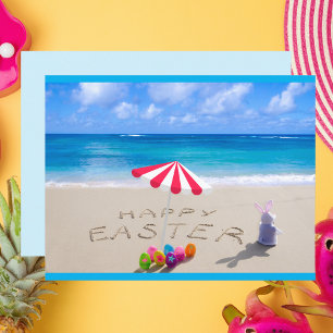 Carte Postale Pâques joyeuses sur la plage tropicale côtière de