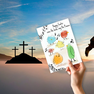 Carte Postale Pâques joyeux, même les oiseaux chantent