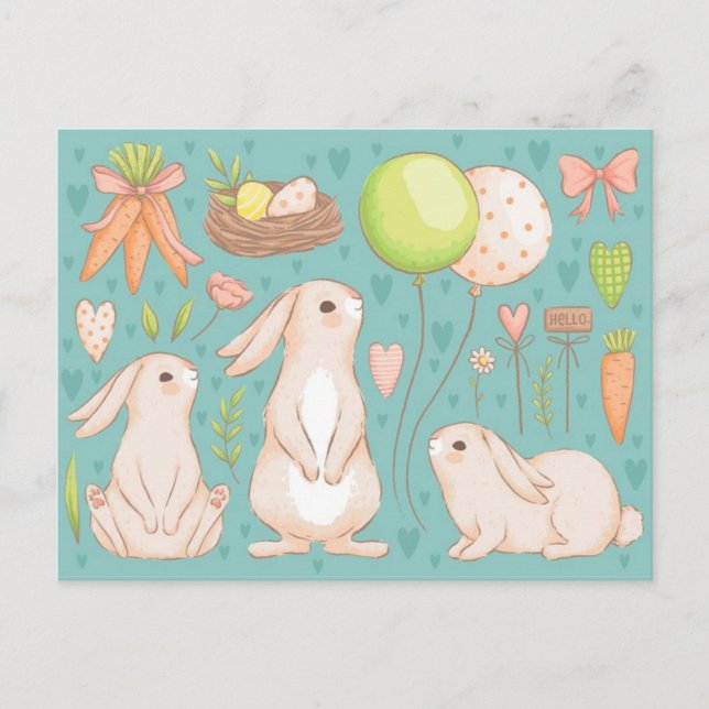 Carte Postale Pâques mignonnes (Devant)