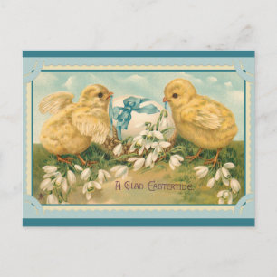 Carte Postale Pâques salutations mignon Vintage poussin