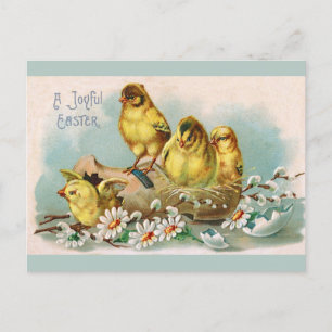 Carte Postale Pâques Vintage Cute Chicks Floral