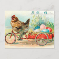 Pâques vintage Poulet à vélo Oeuf de Pâques