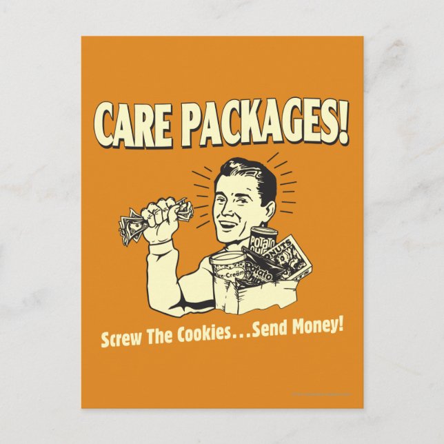 Carte Postale Paquets de soins : Cookies de vis Envoyer $ (Devant)