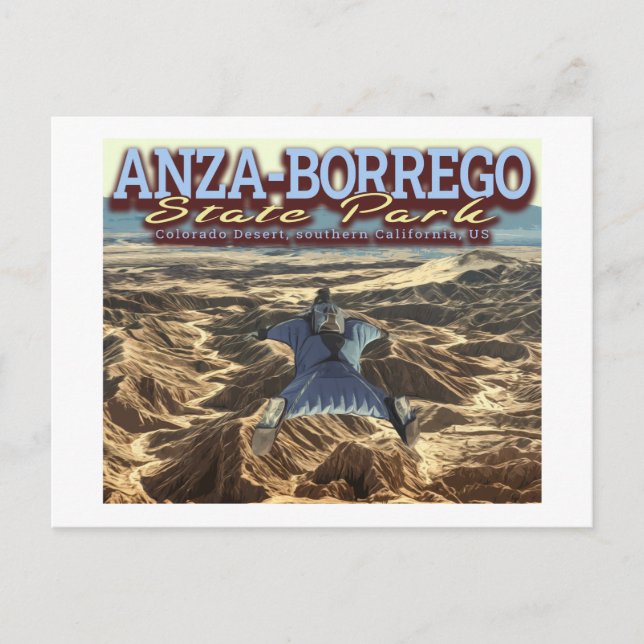 CARTE POSTALE PARACHUTING - ANZA BORREGO DESERT - CALIFORNIE USA (Devant)