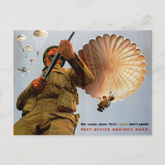 Carte Postale Parachutiste Britannique - Ses besoins arrivent pr (Devant)