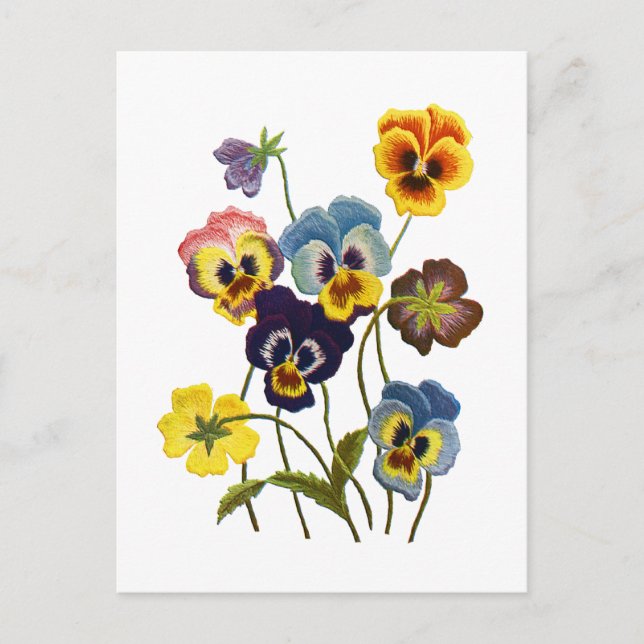 Carte Postale Parade brodée de Pansies (Devant)