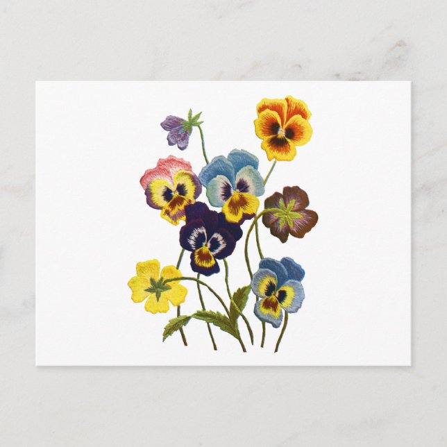 Carte Postale Parade brodée de Pansies (Devant)