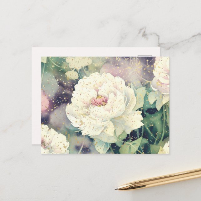 Carte Postale Parade Confetti Peony (Devant/Arrière en situation)