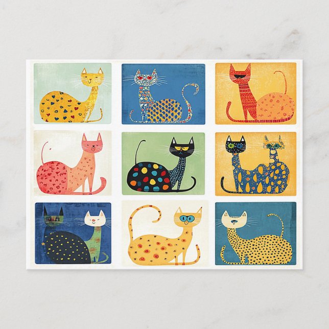 Carte Postale Parade de chats (Devant)