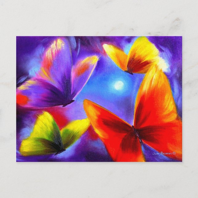 Carte Postale Parade De Papillons Colorés Peinture (Devant)