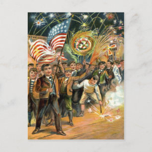 Carte Postale Parade de pétards américains feux d'artifice