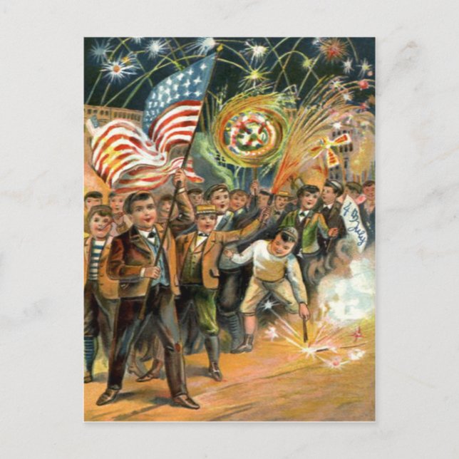 Carte Postale Parade de pétards américains feux d'artifice (Devant)