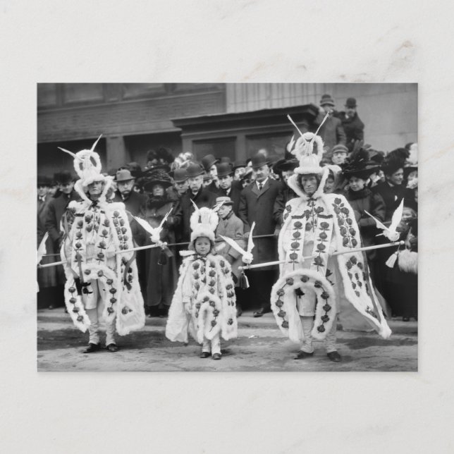 Carte Postale Parade des mommers, Jour du Nouvel An, 1909 (Devant)