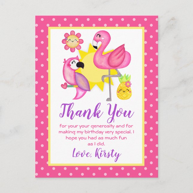 Carte Postale Paradis d'été Fête d'anniversaire flamant rose per (Devant)