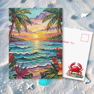 Carte Postale Paradis Tropical Garder le Contact en Bord de Me
