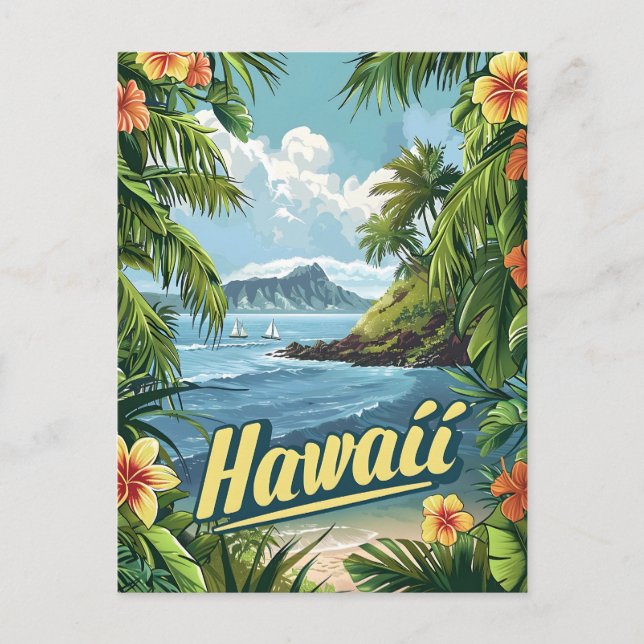 Carte Postale Paradis tropical : la floraison côtière d'Hawaï (Devant)