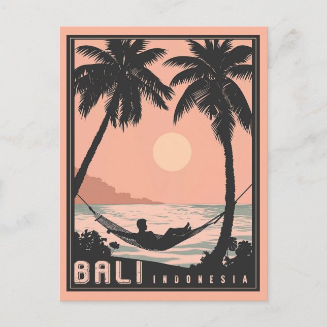 Carte Postale Paradise trouvé : Bali en rose Vintage (Devant)