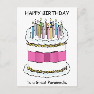 Carte Postale Paramedic Joyeux gâteau de dessin d'anniversaire