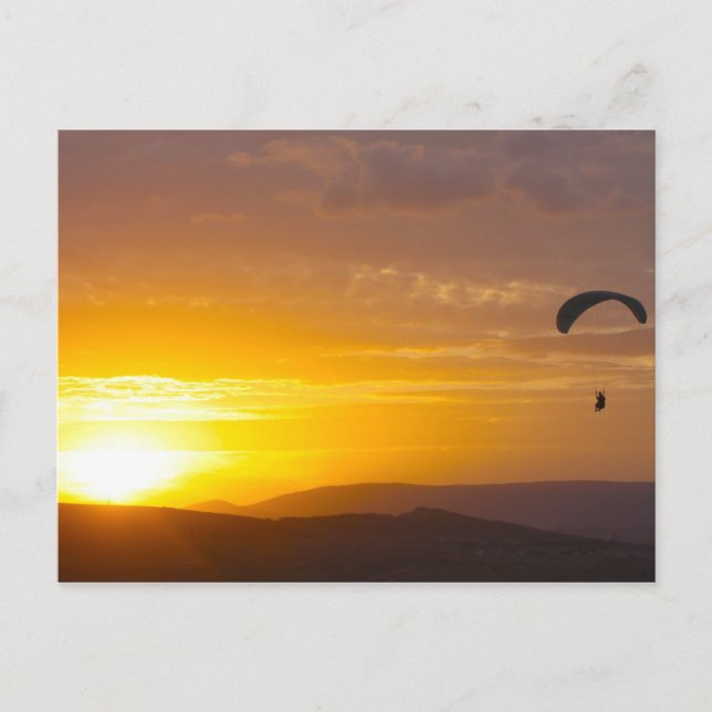 Carte Postale Parapente au coucher du soleil (Devant)