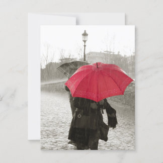Carte Postale Parapluie rouge Photographie noir et blanc