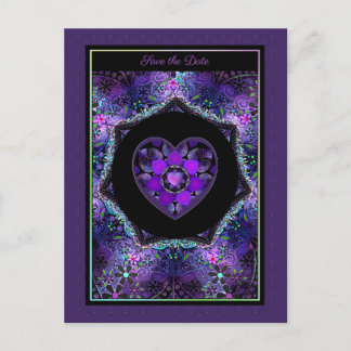 Carte Postale Parapluie violet & Coeurs .7