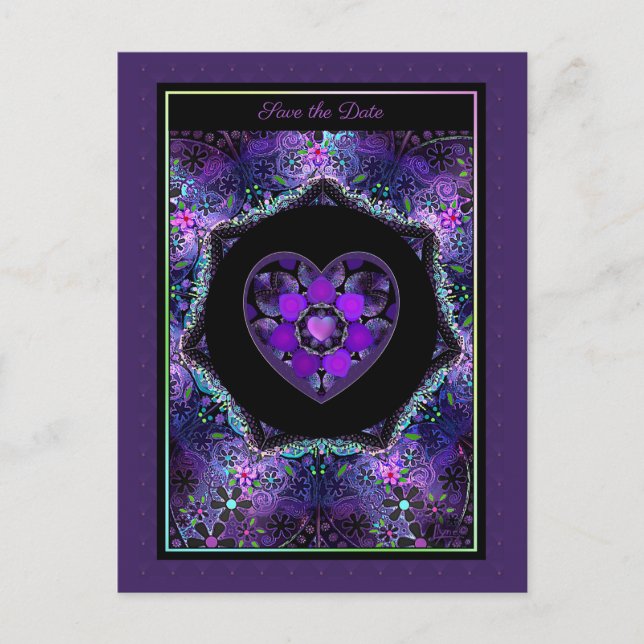 Carte Postale Parapluie violet & Coeurs .7 (Devant)