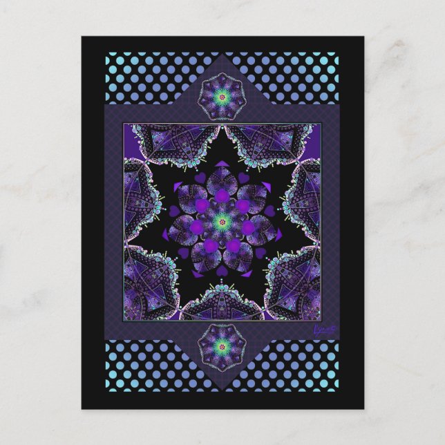 Carte Postale Parapluie violet & coeurs.7 (Devant)