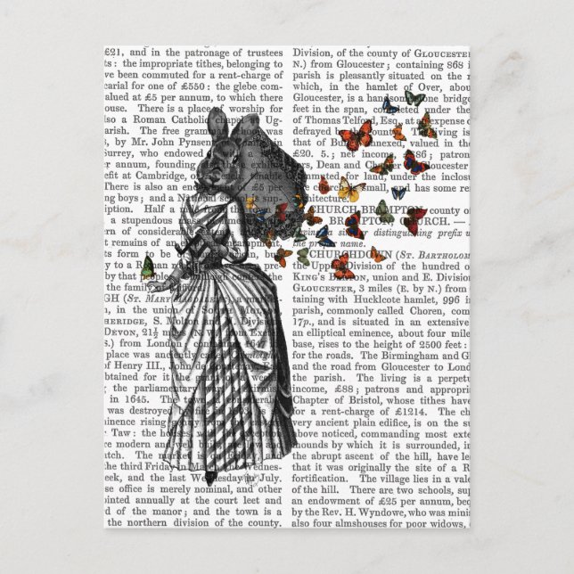Carte Postale Parasol lapin et papillon 2 (Devant)