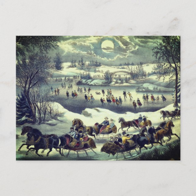 Carte Postale Parc Central Currier & Ives en hiver (Devant)