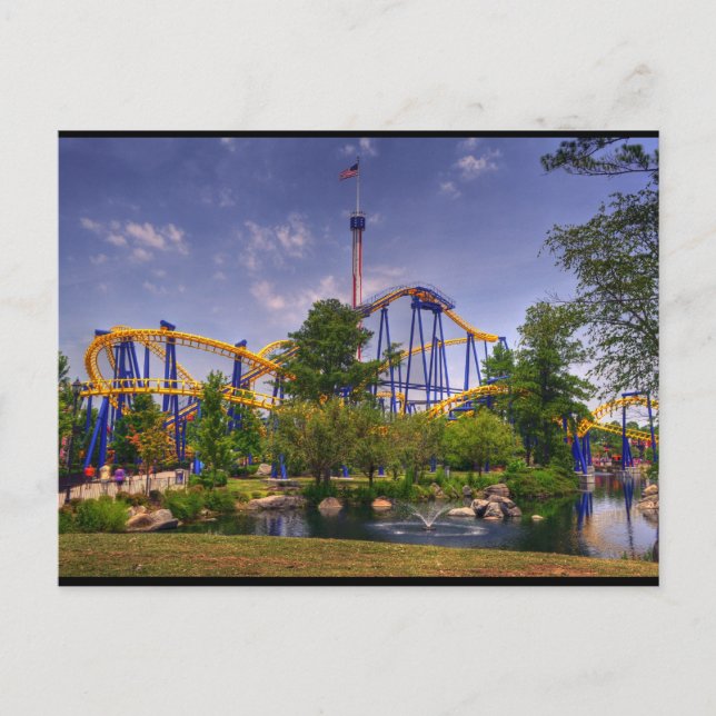 Carte Postale parc d'attractions roller dessous de verre (Devant)