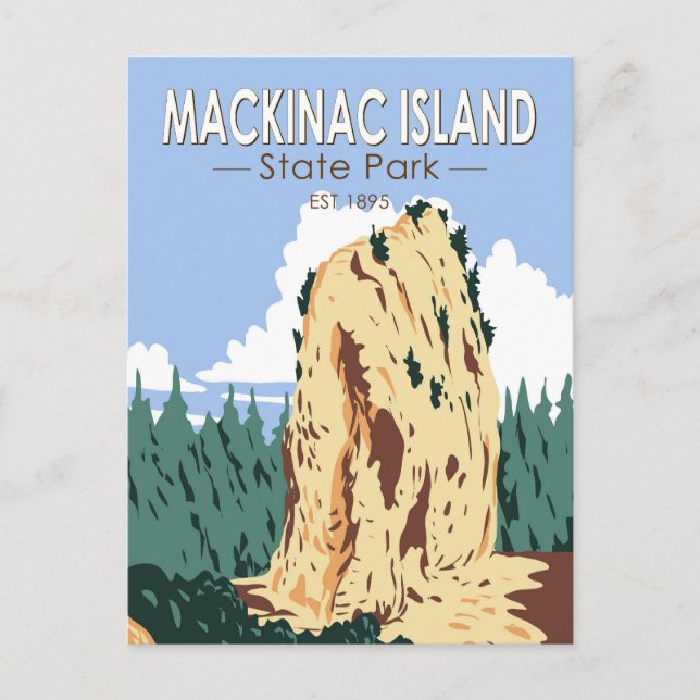Carte Postale Parc d'état de Mackinac Island Pain de sucre Vinta (Devant)
