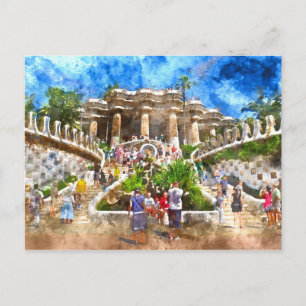 Carte Postale Parc Guell à Barcelone en Espagne