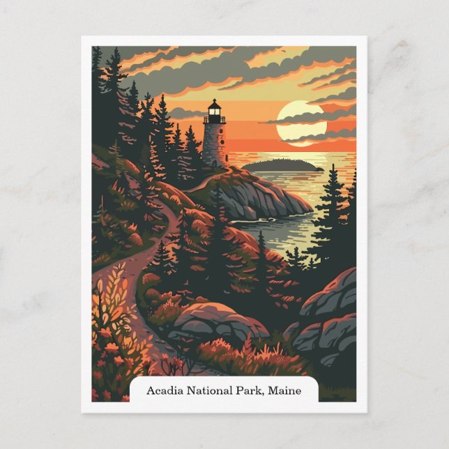 Carte Postale Parc national Acadia, Maine Lighthouse Travel (Devant)