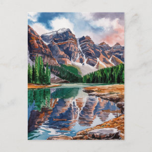 Carte Postale Parc national Banff Peinture d'aquarelle du Canada