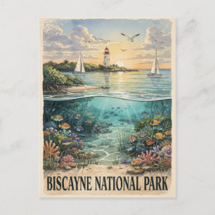 Carte Postale Parc national de Biscayne Vintage Récif de corail
